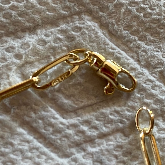 14K Gold Paper Clip Bracelet 7” inches - Picture 8 of 14